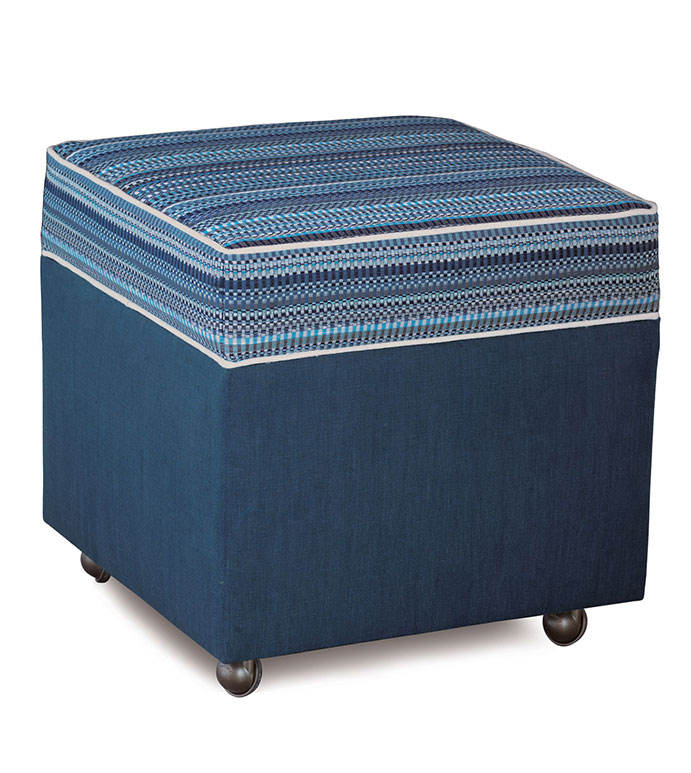 Grover Indigo Storage Boxed Ottoman