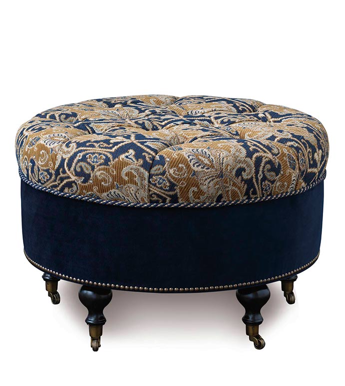 Arthur Ochre Round Ottoman