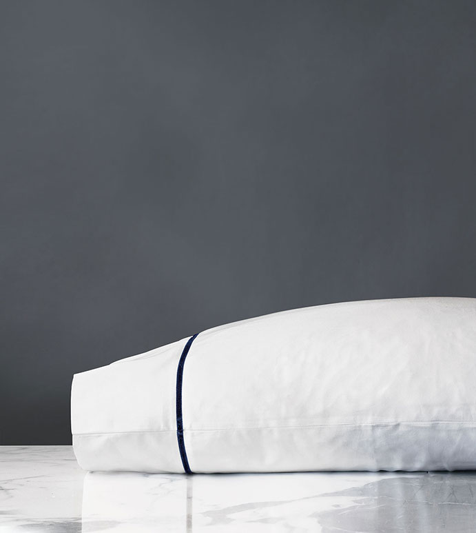 Linea Velvet Ribbon Pillowcase in Navy