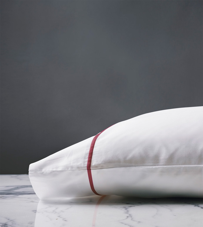 Linea Velvet Ribbon Pillowcase In White & Shiraz