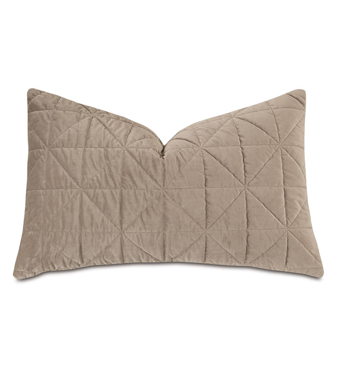 Nova Quilted Velvet Queen Sham in Fawn