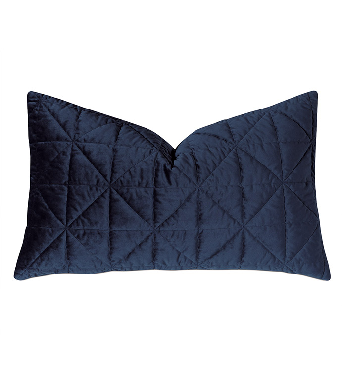 Nova Quilted Velvet Queen Sham in Indigo