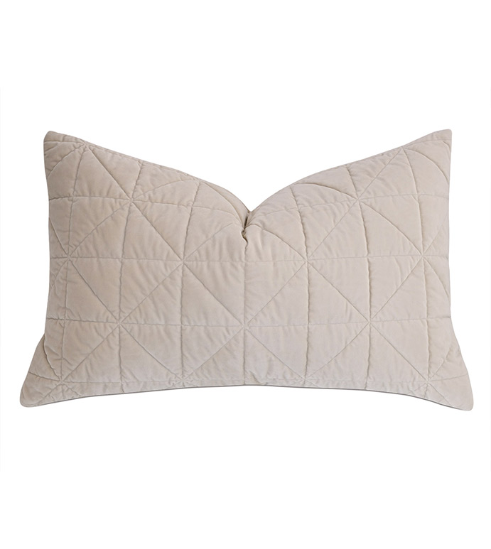 Nova Quilted Velvet Queen Sham in Ivory