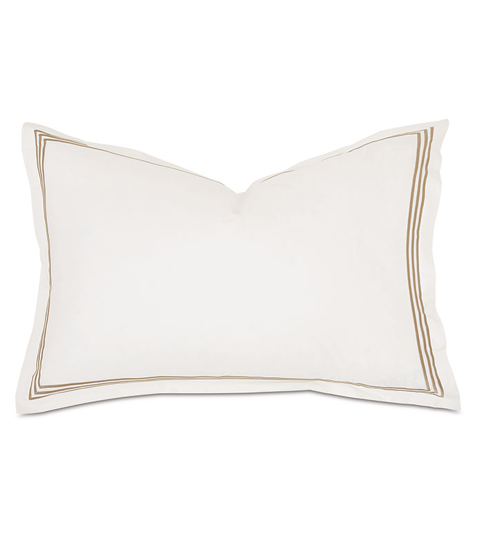 Tessa Satin Stitch Queen Sham in Ivory/Antique