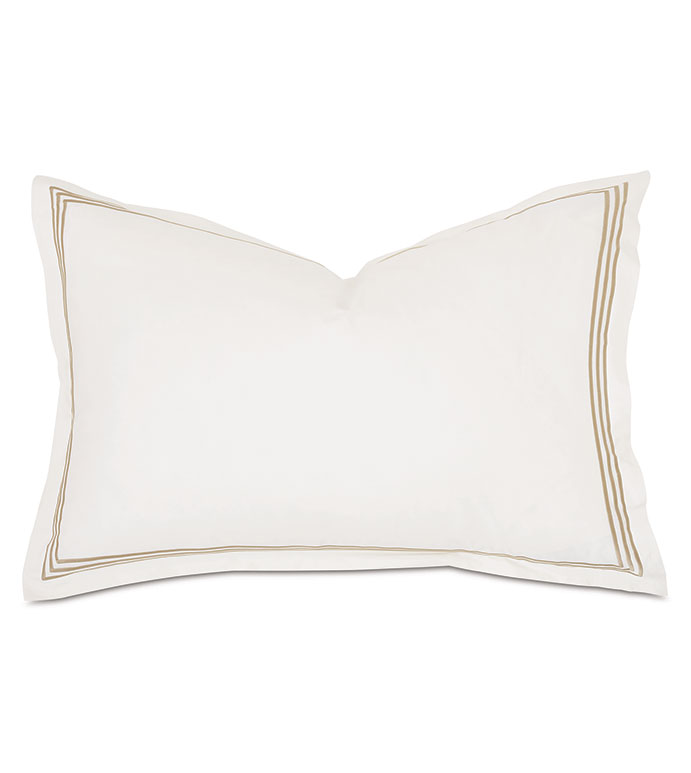 Tessa Satin Stitch Queen Sham in Ivory/Bisque