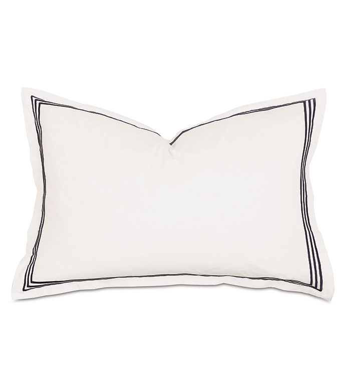 Tessa Satin Stitch Queen Sham in Ivory/Black