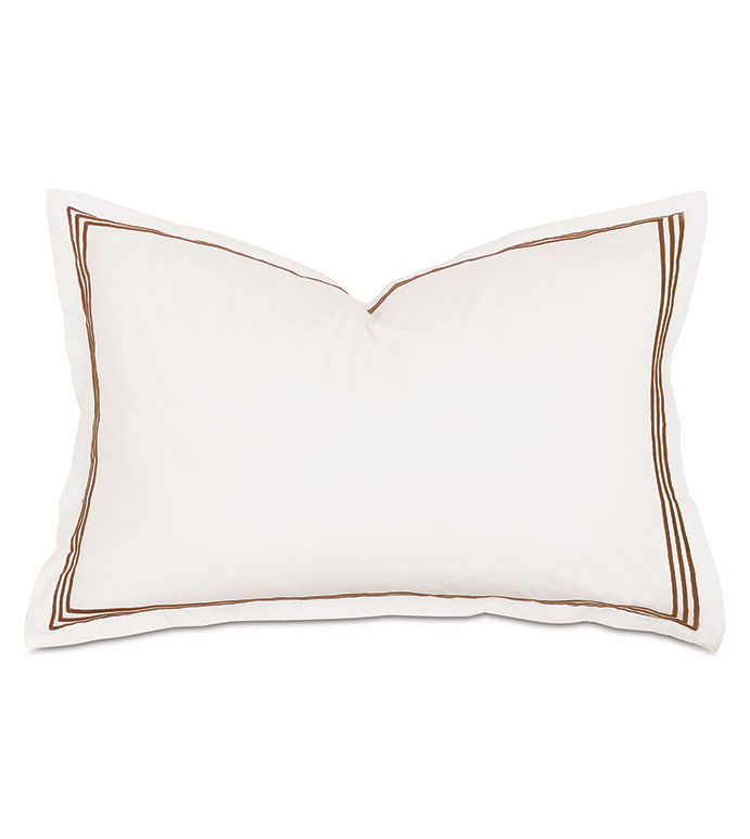 Tessa Satin Stitch Queen Sham in Ivory/Brown