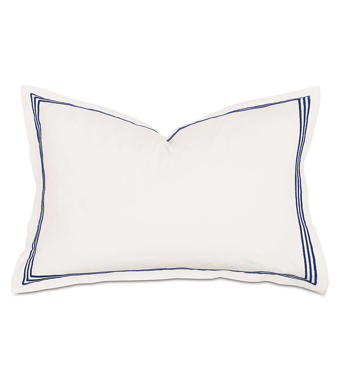 Tessa Satin Stitch Queen Sham in Ivory/Navy