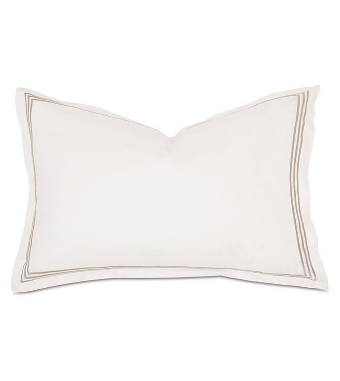 Tessa Satin Stitch Queen Sham in Ivory/Sable