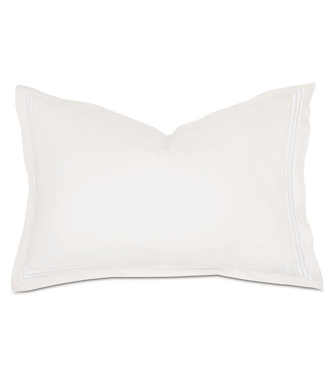 Tessa Satin Stitch Queen Sham in Ivory/White