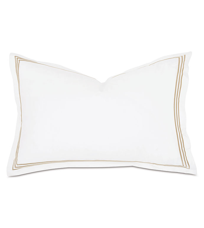 Tessa Satin Stitch Queen Sham in White/Bisque