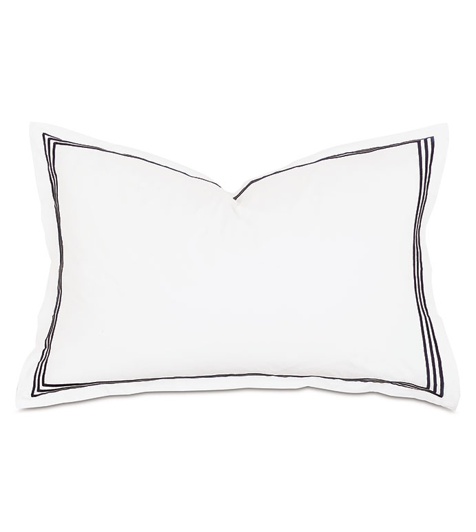 Tessa Satin Stitch Queen Sham in White/Black