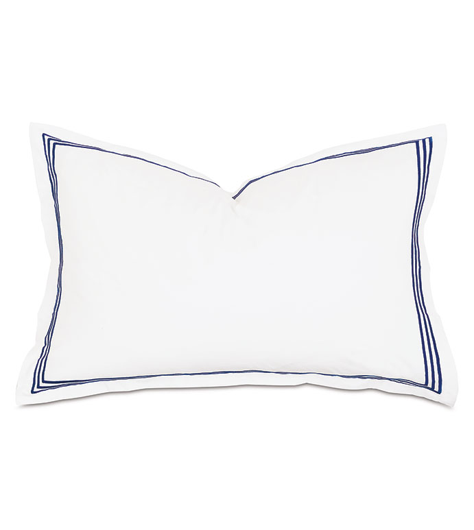 Tessa Satin Stitch Queen Sham in White/Navy