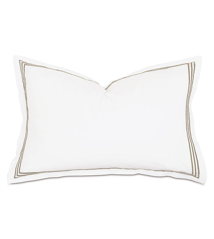 Tessa Satin Stitch Queen Sham in White/Sable