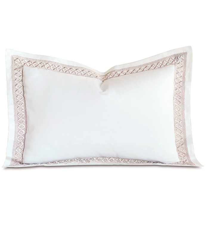 Juliet Lace Queen Sham in White/Fawn