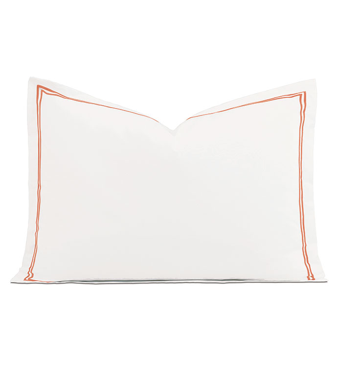 Enzo Satin Stitch Queen Sham in Coral