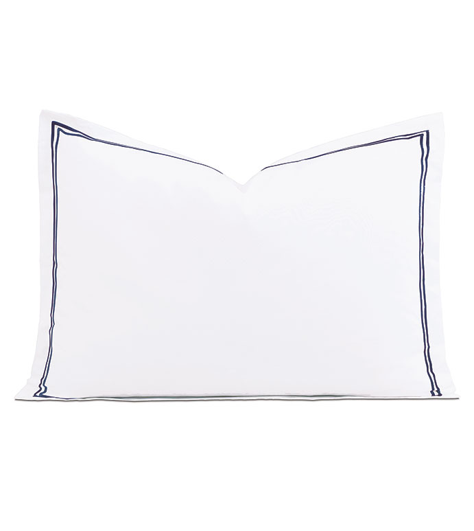 Enzo Satin Stitch Queen Sham in Navy