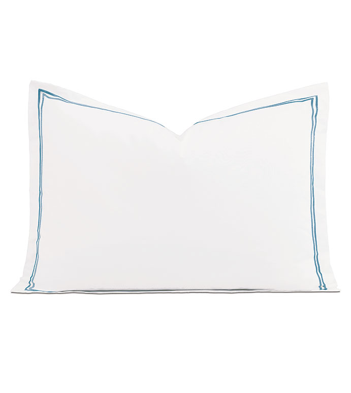 Enzo Satin Stitch Queen Sham in Ocean