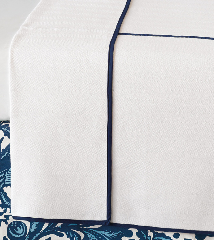 Wilke White/Indigo Coverlet