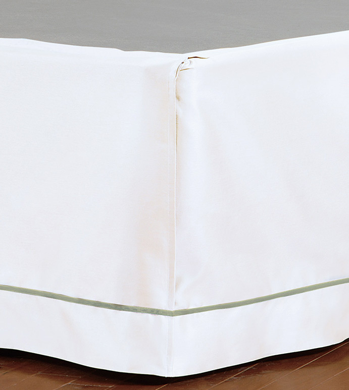 Linea Velvet Ribbon Bed Skirt In White & Aloe