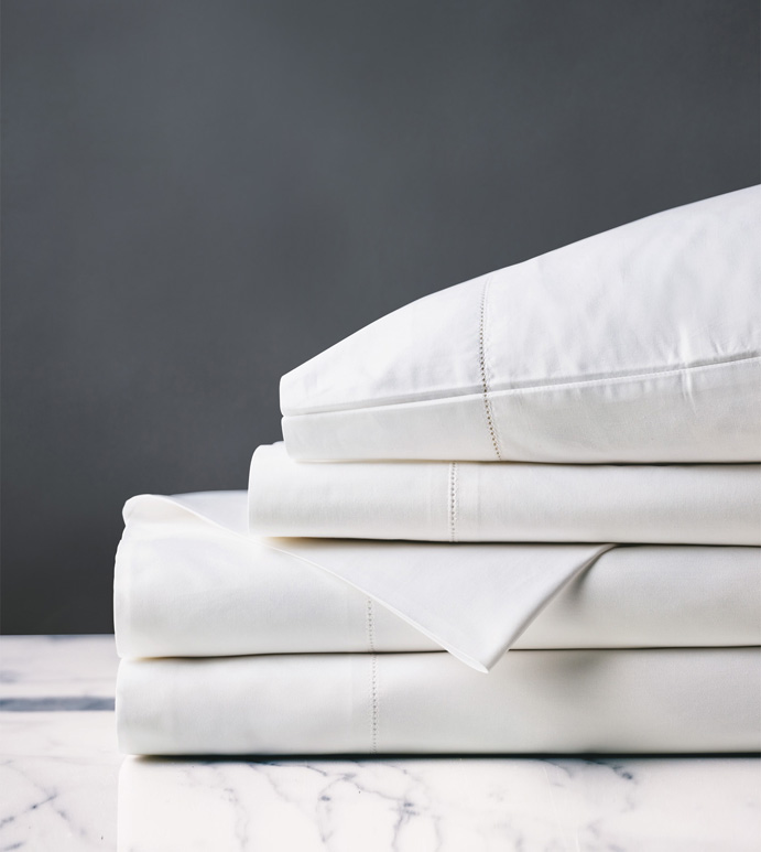 Gianna Hemstitch Sheet Set in White