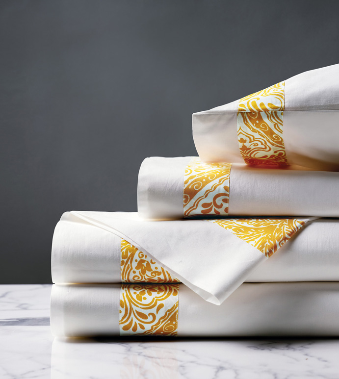Adelle Percale Sheet Set In Saffron