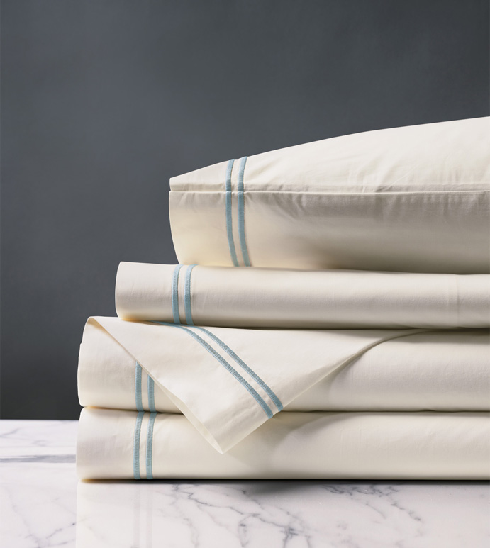 Enzo Ivory/Lake Sheet Set