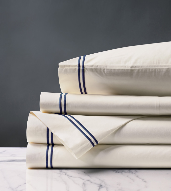 Enzo Ivory/Navy Sheet Set