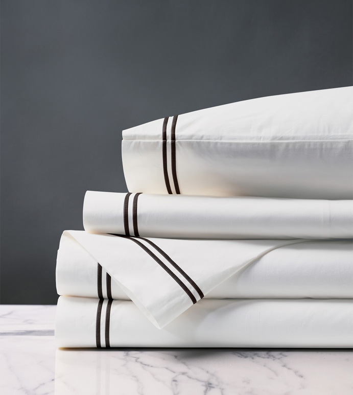 Enzo Satin Stitch Sheet Set in Black