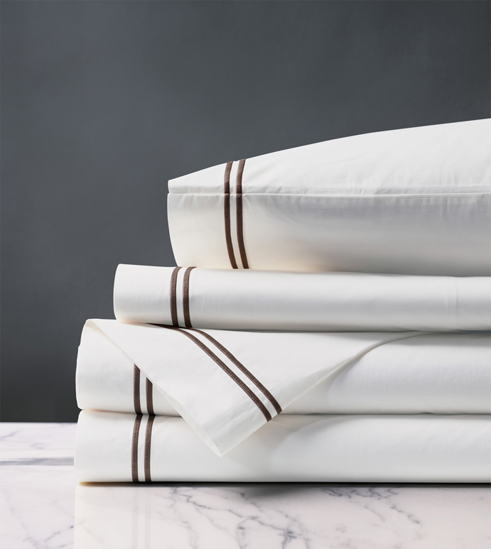 Enzo White/Brown Sheet Set