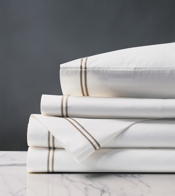 Enzo Satin Stitch Sheet Set in Sable