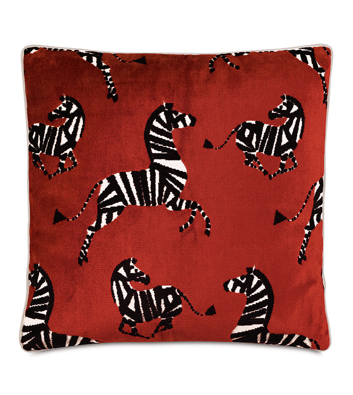 Tenenbaum Zebra Decorative Pillow in Cherry