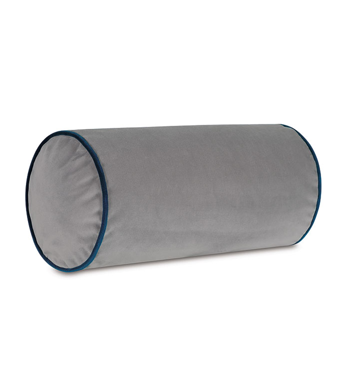 Uma Velvet Bolster in Gray