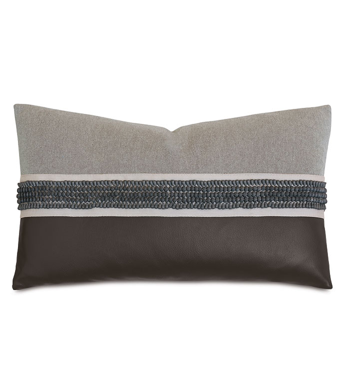 Sheldon Beaded Border Decorative Pillow in Grante