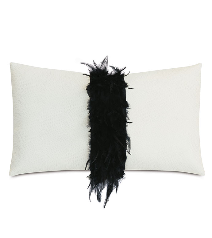 Raven Feathery Border Decorative Pillow