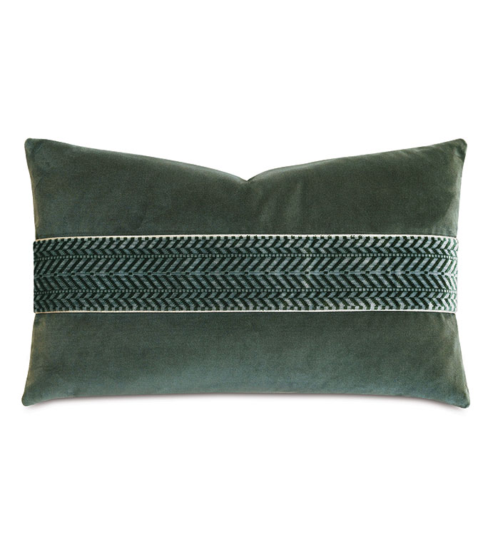 Uma Chevron Border Decorative Pillow In Pine