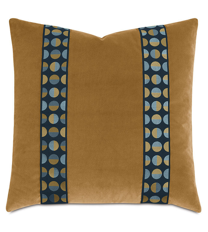 Uma Geometric Border Decorative Pillow In Gold