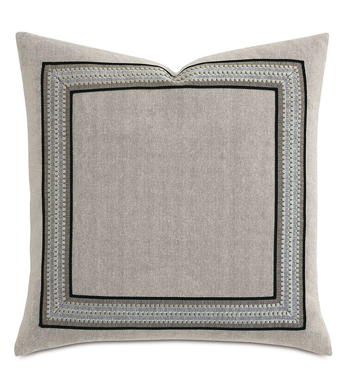 Sheldon Embroidered Border Decorative Pillow in Grain