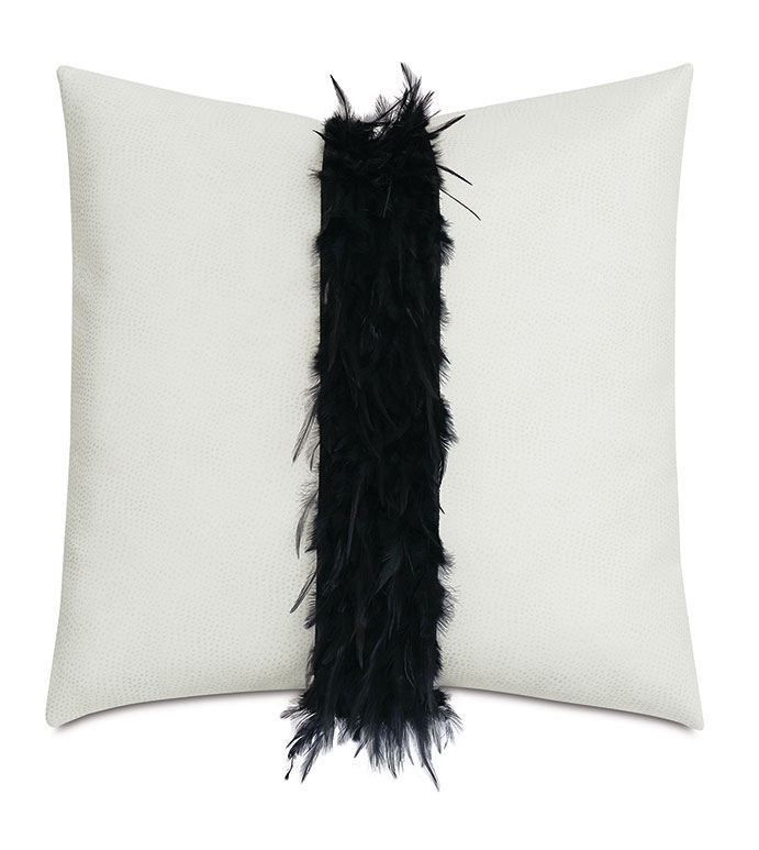 Raven Feathery Border Decorative Pillow