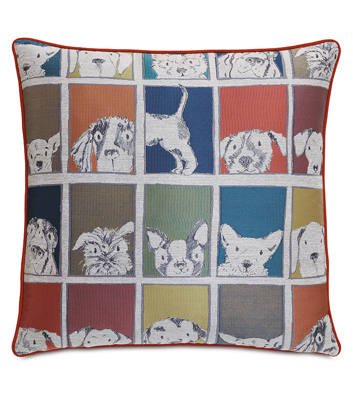 Lucky Dog Multicolored Decorative Pillow