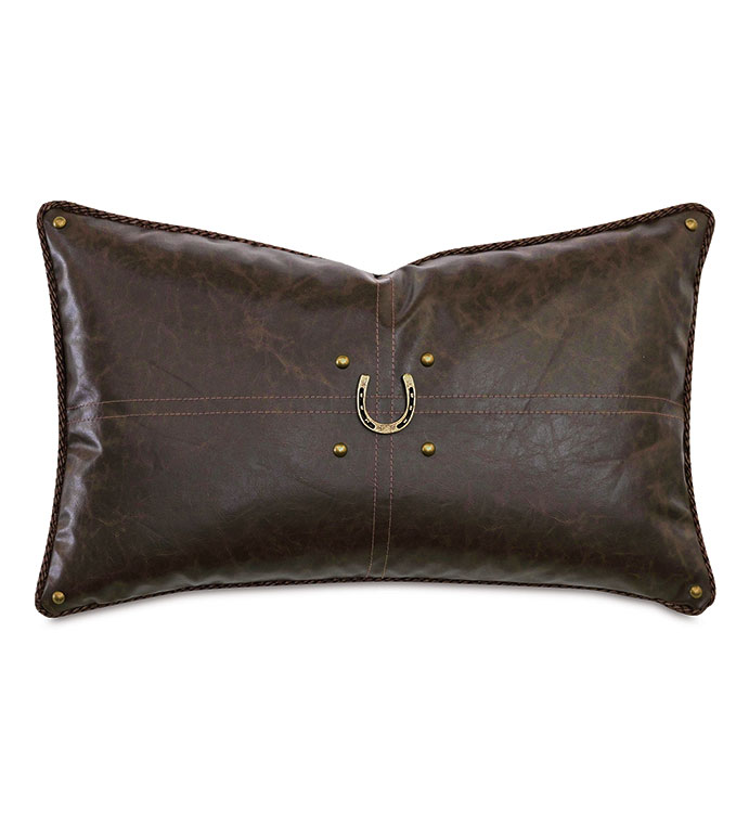 EQUESTRIAN FAUX LEATHER DECORATIVE PILLOW