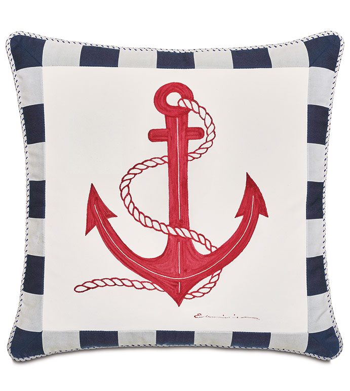 WICKING ANCHOR DECORATIVE PILLOW IN INDIGO