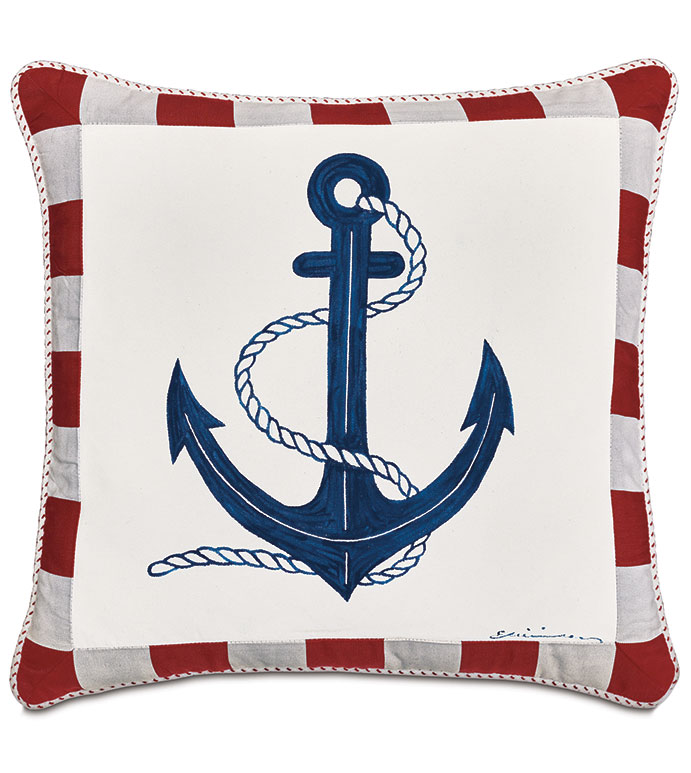 WICKING ANCHOR DECORATIVE PILLOW IN RED