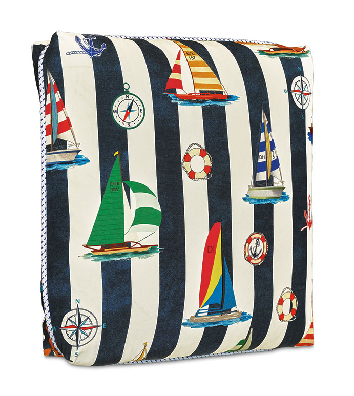 SARDINIA NAUTICAL DECORATIVE PILLOW IN NAVY