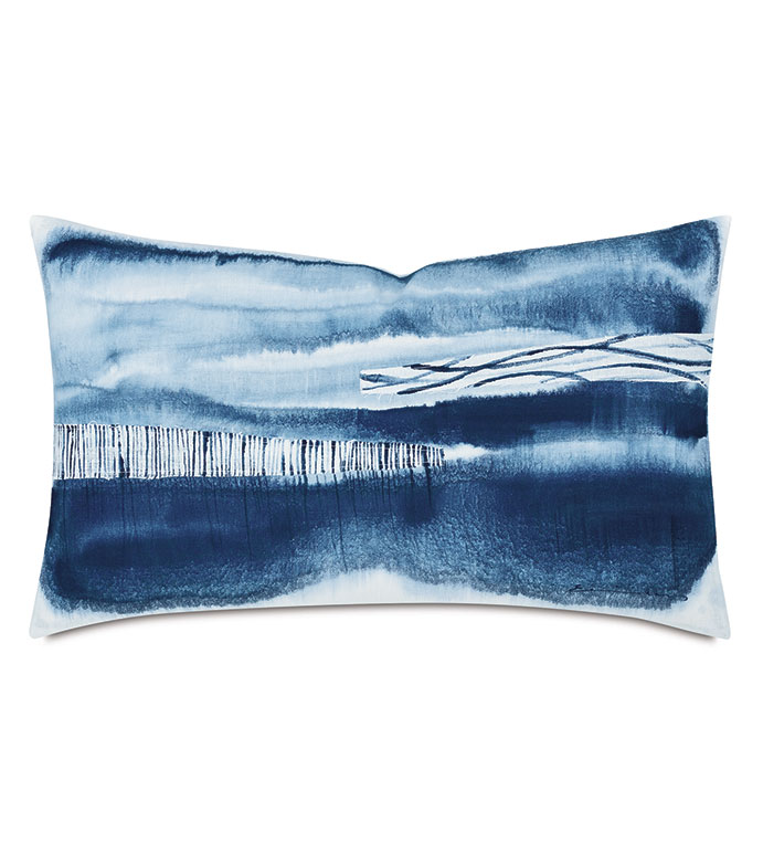 PALETTE HAND PAINTED DECORATIVE PILLOW IN STONE BLUE