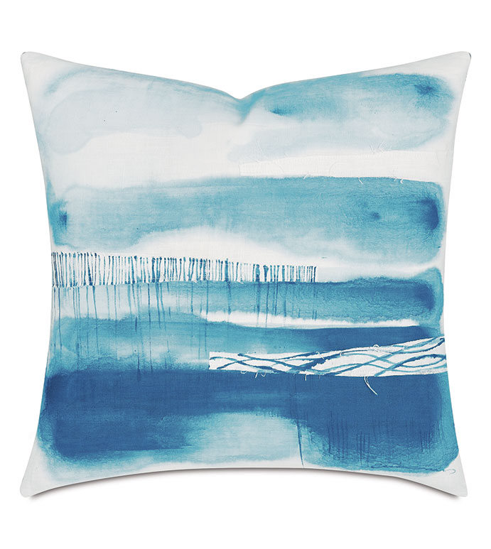 PALETTE HAND PAINTED DECORATIVE PILLOW IN AQUA