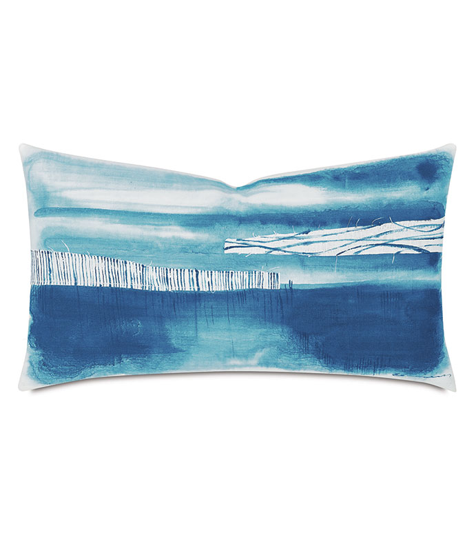 PALETTE HAND PAINTED DECORATIVE PILLOW IN AQUA