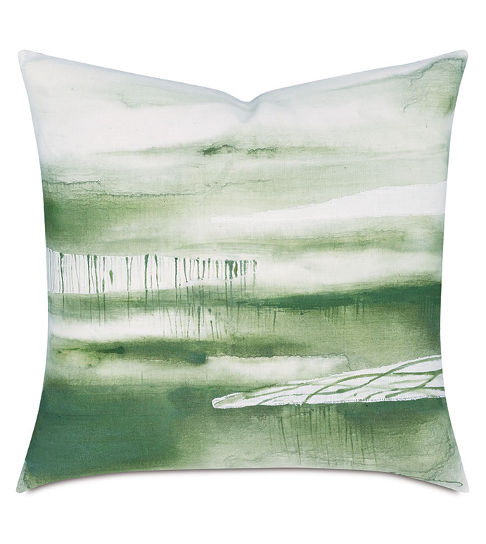 PALETTE HAND PAINTED DECORATIVE PILLOW IN FERN