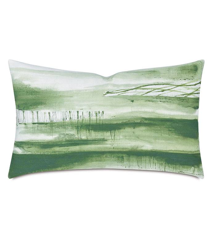PALETTE HAND PAINTED DECORATIVE PILLOW IN FERN
