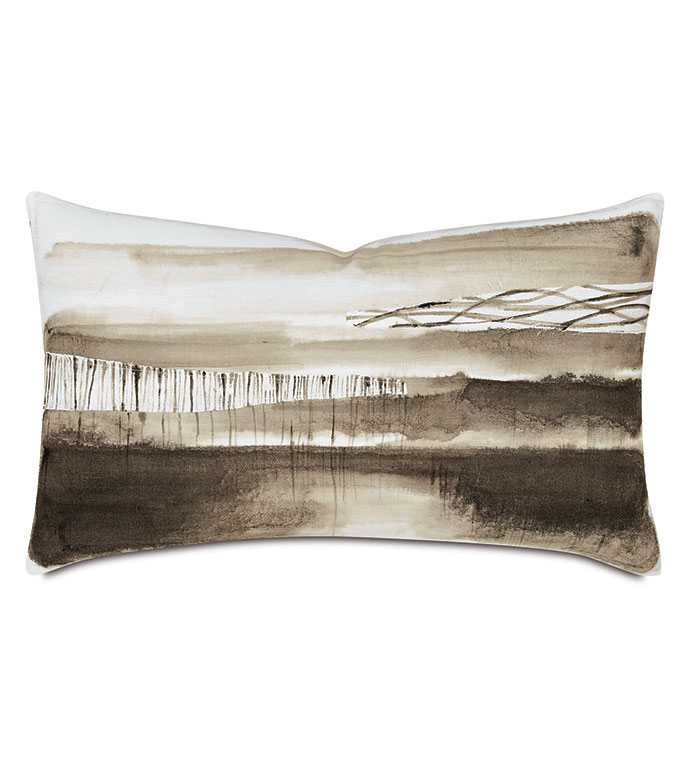 PALETTE HAND PAINTED DECORATIVE PILLOW IN TRUFFLE